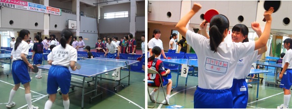 卓球競技の様子 よしっ!勝った!